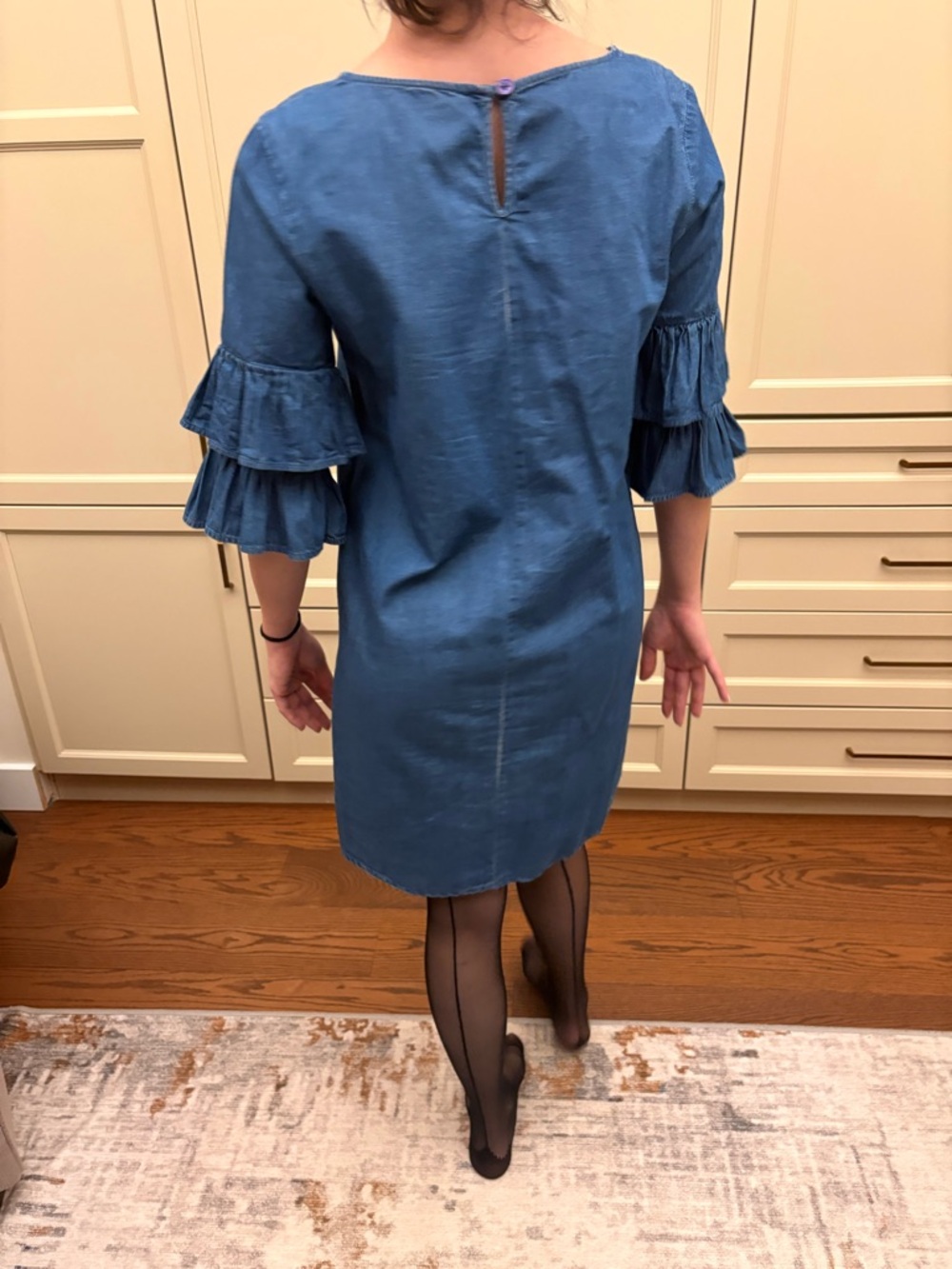 Denim-Blue Tiered Ruffle Mini Dress - Picture 4 of 4